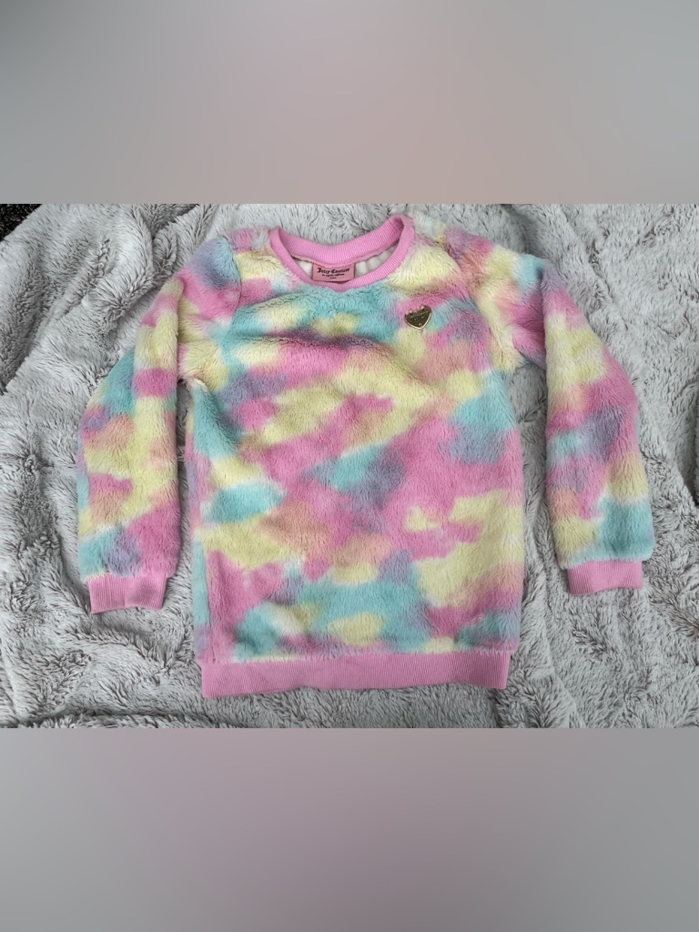 Juicy Couture Girls Pastel Multi-Color Faux Fur Sweater - Pink 6t